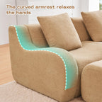 Three-Seat Boneless Sofa Teddy Fabric, No Assembly Required, Ergonomic Design, Camel