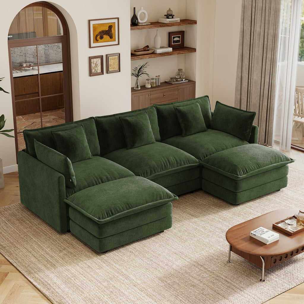 103.8" Modular Cloud Couch Chenille Sectional Sofa L Shaped Couch