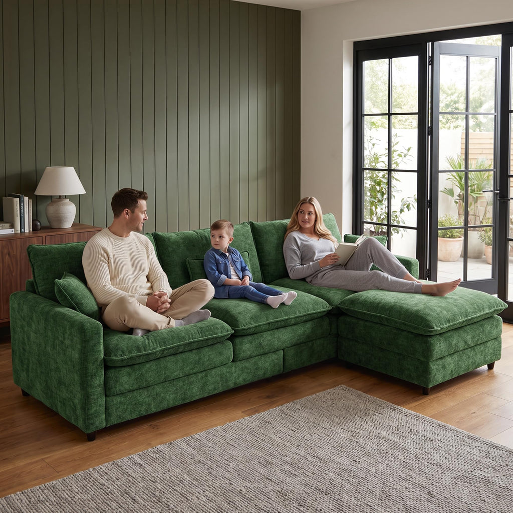 111" Modular Sectional Sofa, Deep Seat Cloud Couch Sectional with Ottoman