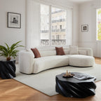 132 Inch Beige Curved Boucle L-Shaped Sectional Sofa, Right-Hand Facing