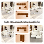 121.2" U Shaped Modular Sectional Sofa Couch for Living Room, Beige