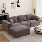 79" Modular Sectional Sofa, Cloud Couch Loveseat Memory Foam Boneless Couch with Chaise, Cozy Upholstered Corduroy Floor Couch, No Assembly Required Living Room Furniture for Apartment, Beige