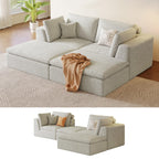 109" Oversized Modular Sectional Sofa L Shaped, Cloud Sectional Couch with Ottoman Deep Seat,Boneless Memory Foam Sofa for Living Room,Teddy Fleece Fabric, No Tools Assembly Required (Beige,1 Ottoman)