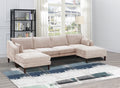 U-Shaped Couch Set: 6-Piece Modular Sectional with Armless Chairs, One Arm Chair, Ottoman - Modern Living Room Furniture