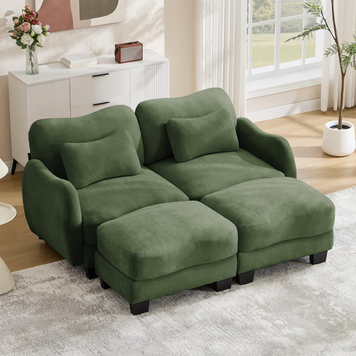 102 Inch Modular L-Shaped Sofa with Storage, Black Linen Fabric Sectional