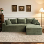 114" Brown Left Facing Sectional Couch with Chaise,Faux Leather Sectional Couch No Assembly Required,Boneless L Shaped Couch for Living Room