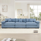 130" Oversized Modular 3-Seater Sectional Sofa, Cloud Corduroy Fabric with Extra-Thick Armrests, Ergonomic Deep Seat Couch for Living Room, Easy Assembly Sofas for Living Room(Cream)