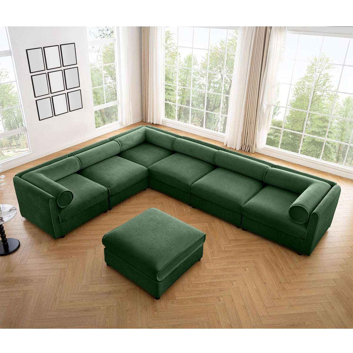 109'' Modular Sectional Sofa, Oversized 4 Seat L Shaped Couch with Storage Ottoman, Extra Deep Seat, Modern Comfy Convertible Chenille Sofa with Chaise, Lounge Couches for Living Room, Camel