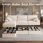 107'' Modular Sectional Sofa with Storage, L-Shaped Boneless Couch