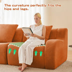 Tidyard U-Shaped Soft Teddy Fabric Sectional Sofa, No Assembly Required, Curved Armrest, Anti-Slip Base, 32D High-Density Sponge, Orange Living Room Couch for Reading Nook