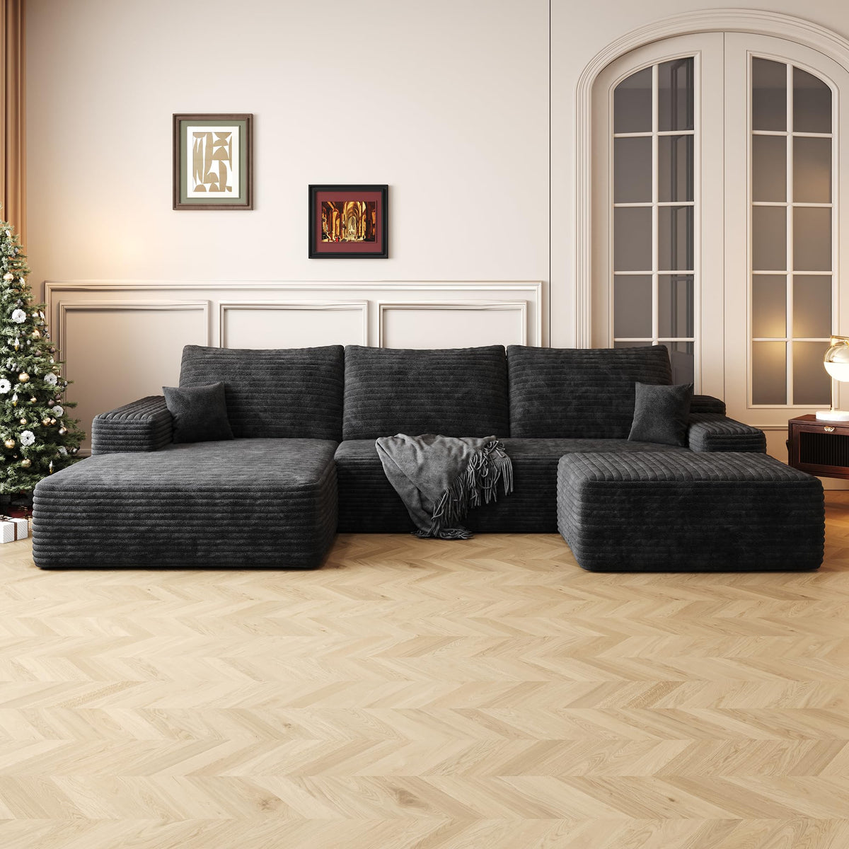 107" Silky‑Tactile Multi‑Functional Sectional Sofa, Upholstered Sleeper with High‑Resilience Foam, Free Combination Couch with No Assembly Required for Living Space, Camel
