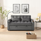 Tidyard Sofa Bed with Trundle, Dark Grey, Convertible Sleeper Couch with USB Ports & Phone Holder, 3-Position Reclining, Includes 2 Pillows, Easy Assembly