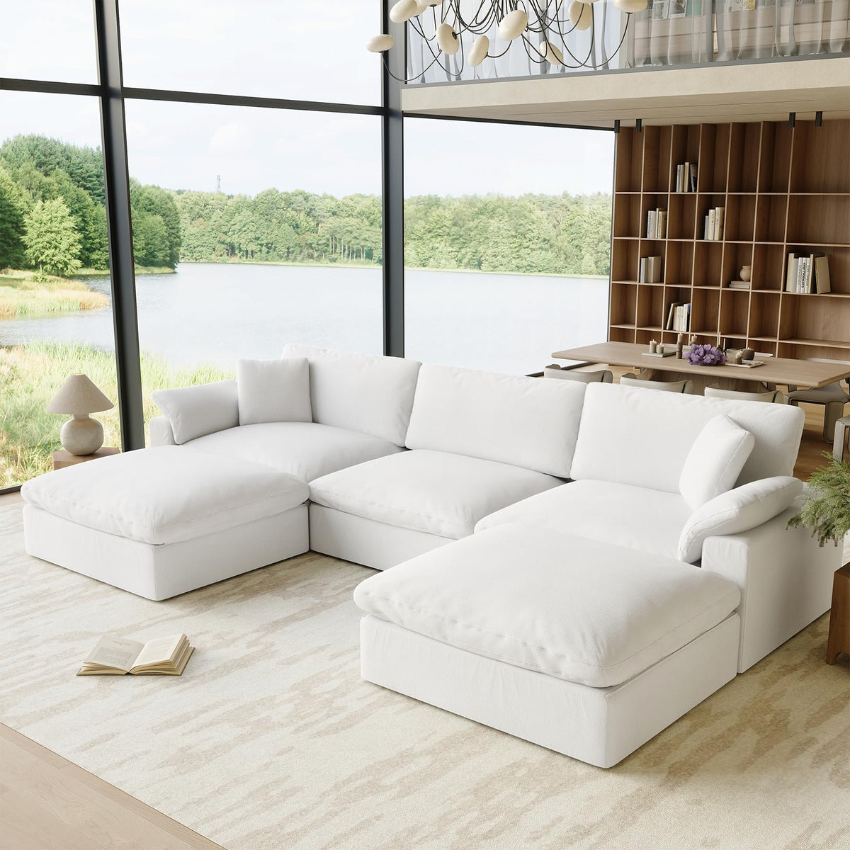110.8" Oversized Cloud Modular Sectional Sofa, L Shaped Couch,White