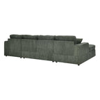 Versatile 3-Piece Corduroy Double-Chaise Sectional for Apartments, Includes Ottoman and Armrests