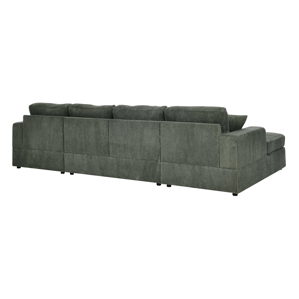 Versatile 3-Piece Corduroy Double-Chaise Sectional for Apartments, Includes Ottoman and Armrests