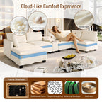 121.2" U Shaped Modular Sectional Sofa Couch for Living Room, Beige