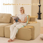 115.3” Camel Boneless Couches for Living Room, Modular Sectional Sofa with L-Shape Chaise, 3 Seater Comfy Upholstered Deep Seat Corduroy Fabric Cloud Couch No Assembly, Anti-Slip Design