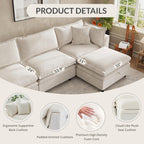 113.4'' Modular Sectional Couches with Storage Ottoman