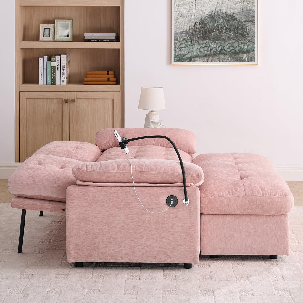 Tufted Recliner Loveseat Sofa with Storage Ottoman Sets for Living Room
