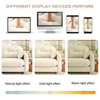 Tidyard Cloud Sectional L-Shaped Couch with Ottoman, Soft Chenille Fabric, Tufted Backrest, High-Density Foam, for Living Room Bedroom Reading Nook, Beige
