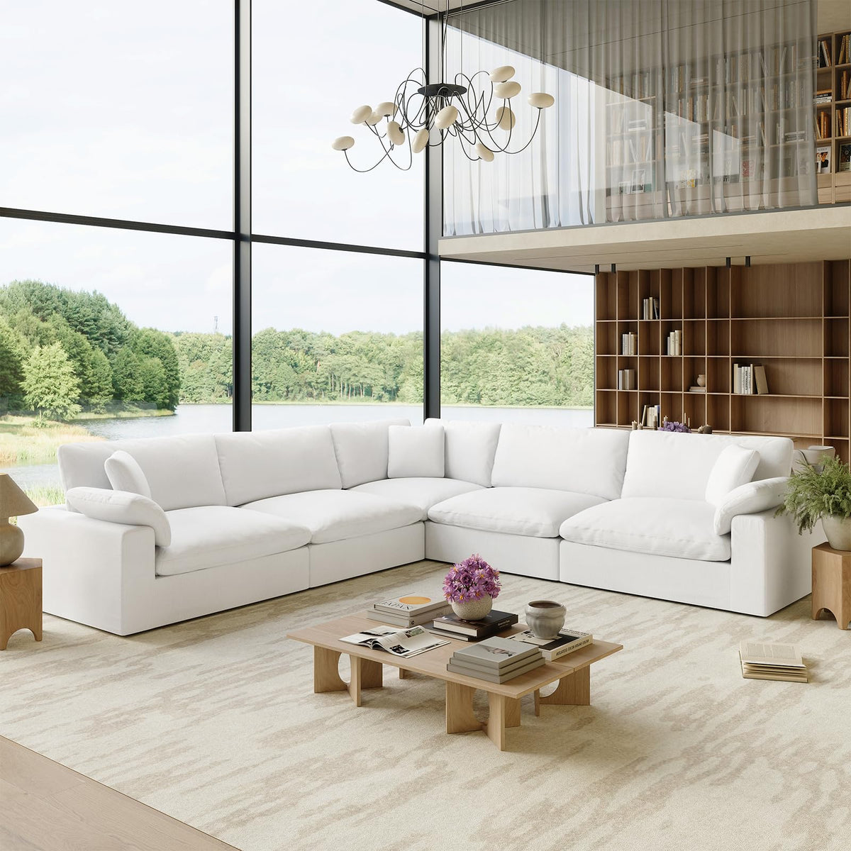 110.8" Oversized Cloud Modular Sectional Sofa, L Shaped Couch,White
