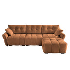 Three Seater Sofa Set with Ottoman and Pillows,Solid Wood, Textured Chenille, High Resilience Cushions, Ideal for Living, Lounge, Office, Hotel Spaces, in Burnt Orange