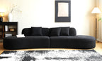 WILLIAMSPACE 132" Oversize Curved Sofa Couch for Living Room, Modern Luxury 2 Pieces Upholstered Cloud Sofa Curved Couch with Half Moon Design, Velvet 6 Seater Sofa for Apartment, No Assembly, Orange