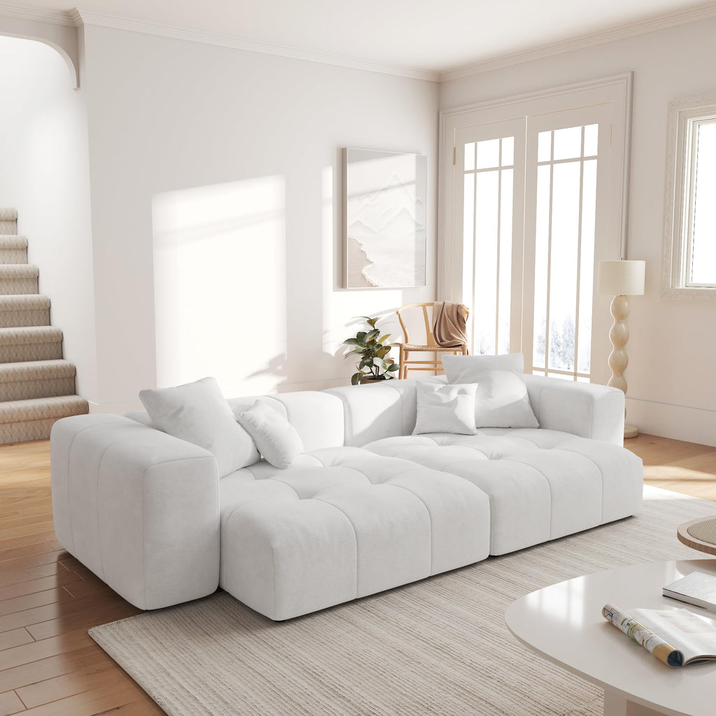 104.8" Modular Cloud Loveseat with Extra Wide & Deep Seats, Oversized 2-Seater Mid-Century Modern Couch for Living Room, Linen