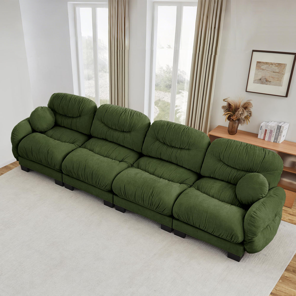 102 Inch Modular L-Shaped Sofa with Storage, Black Linen Fabric Sectional