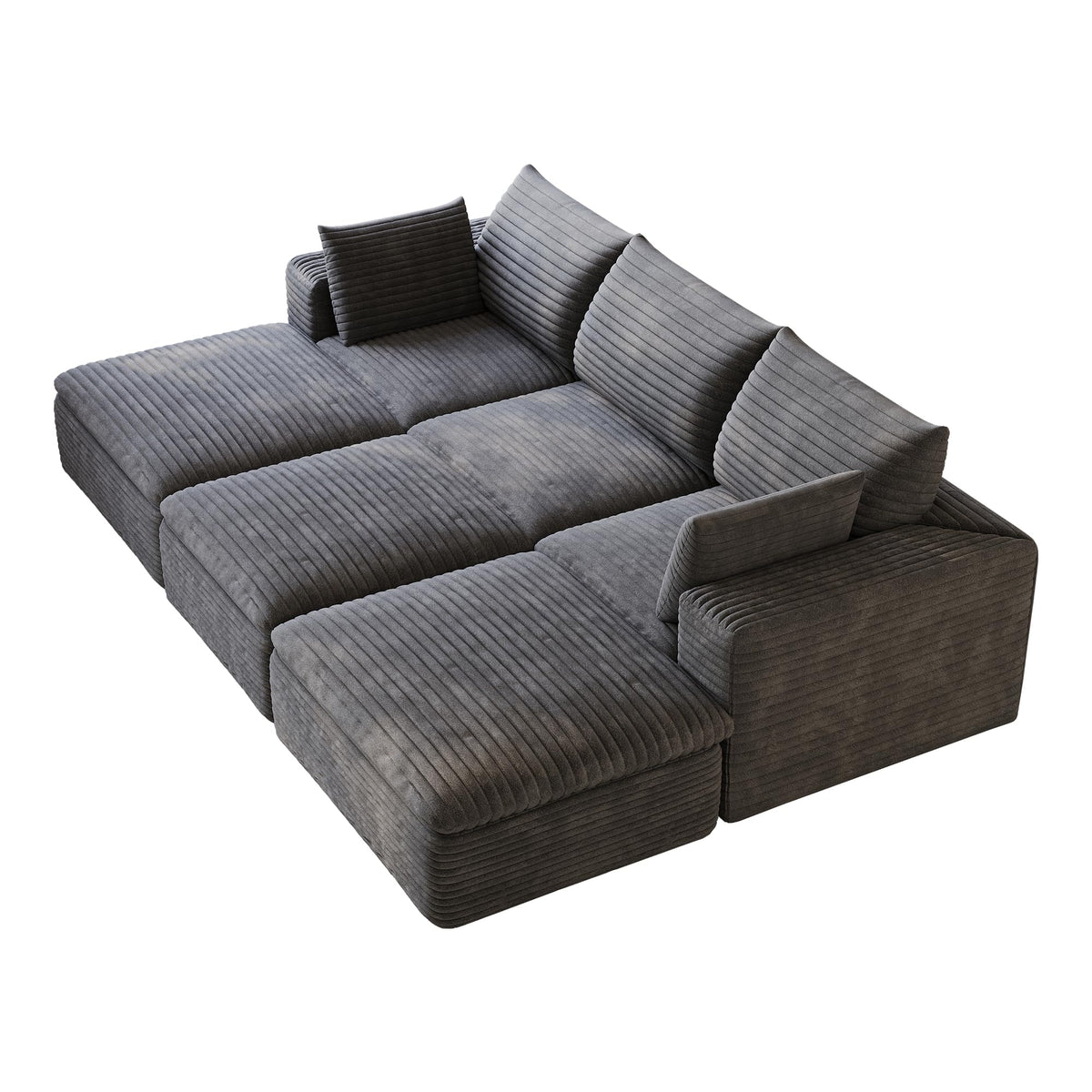 102" Oversized Boneless Modular Sectional Sofa Cloud Couch with 3 Ottomans Convertible Sleeper Sofa Bed for Living Room - No Assembly Floor Compression Sofa with Memory Foam and Deep Seat