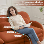 129.1" Modular Sectional Couch, Teddy Fleece Fabric, Orange