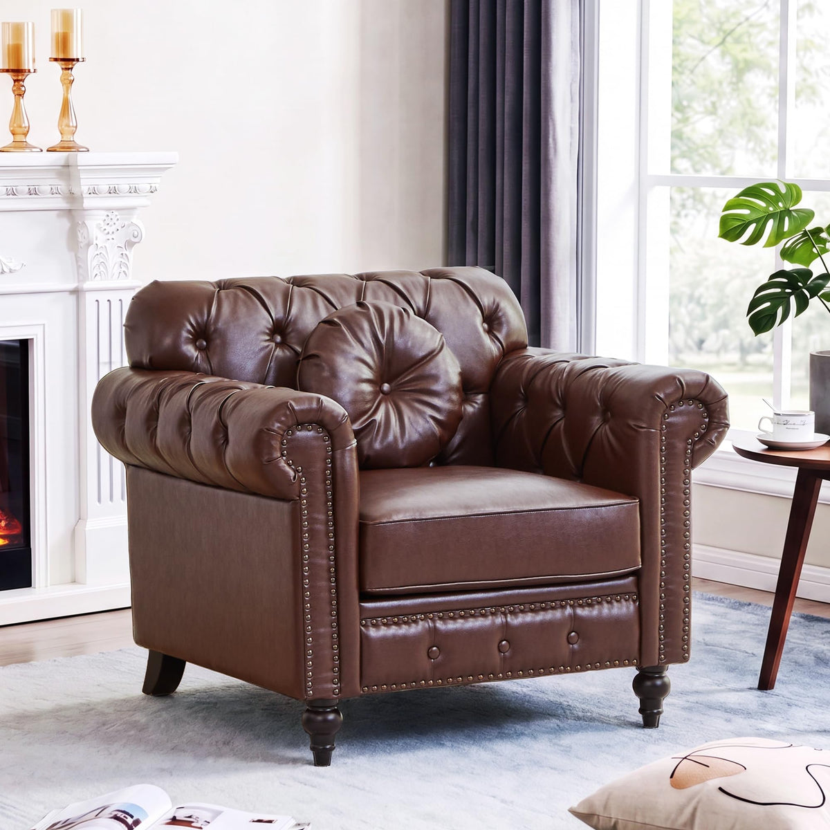 XUZENEST 3-Piece Chesterfield Sofa Set with 3-Seater Sofa&Loveseat&Chair