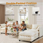 U-Shaped Cloud Chenille Sectional with 2 Ottomans, 146" Modular Sofa for Large Spaces, Ultimate Comfort with Deep Seats & Pillows, Solid Frame, 1YR Warranty, Beige