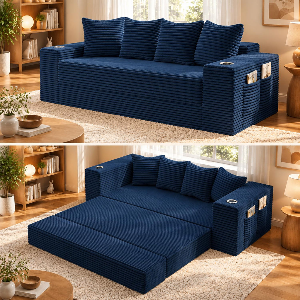 108" Modular Sectional Sofa Bed, L-Shaped Boneless Couch, Yellow