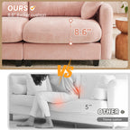 107" L Shaped Couch, Chenille Upholstered Modular Sectional Sofa, 3 Seater Deep Seat Sofa with Movable Ottoman, Modern Cloud Couch with Thick Seat Cushion, Sectional Couches for Living Room, Pink