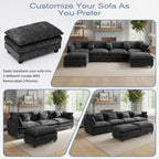 113.4" U-Shaped Modular Sectional Sofa with Ottoman