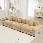 130" Oversized Cloud Modular Sectional Couch,Corduroy 3 Seater Sofa Extra Thick Armrests Good Resilience Cushion Ergonomic Design,Easy Assembly Suitable for Living Rooms Studies,Camel WM213