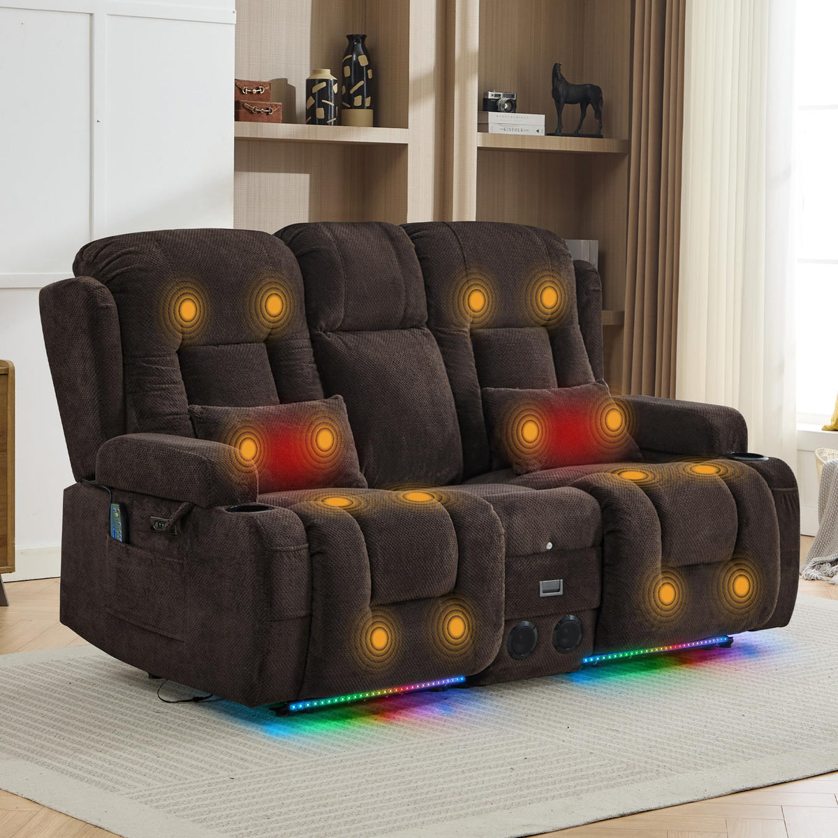 TUNYI Wall Hugger Home Theater Seating, Power Loveseat Recliner Sofa