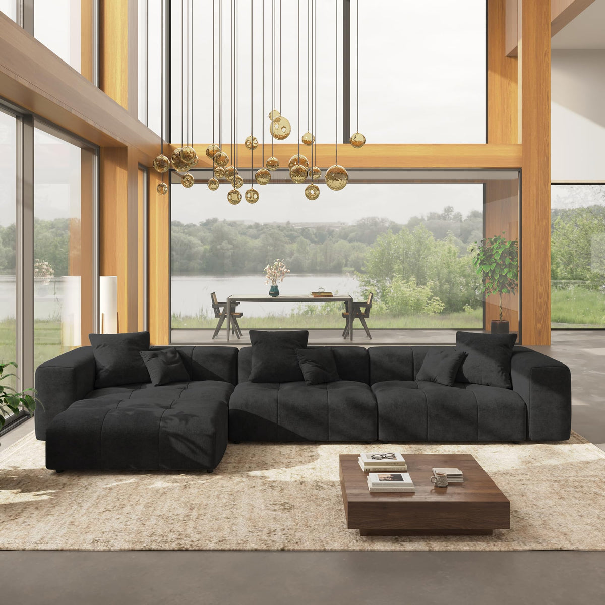 WJShome Oversized Sectional Couches for Living Room,183" V Shaped Couch, 6-Seater Cloud Modular Sectional Sofa, Linen Deep Seat Cloud Couches for Living Room,White