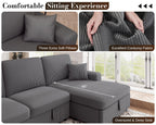130" Sofa Bed, Sectional Sleeper Sofa, Pull Out Couch with Storage