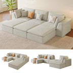 109" Oversized Modular Sectional Sofa L Shaped, Cloud Sectional Couch with Ottoman Deep Seat,Boneless Memory Foam Sofa for Living Room,Teddy Fleece Fabric, No Tools Assembly Required (Beige,1 Ottoman)