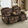 URRED Manual Loveseat Rocker Recliner Sofa with Console，Dark Gray