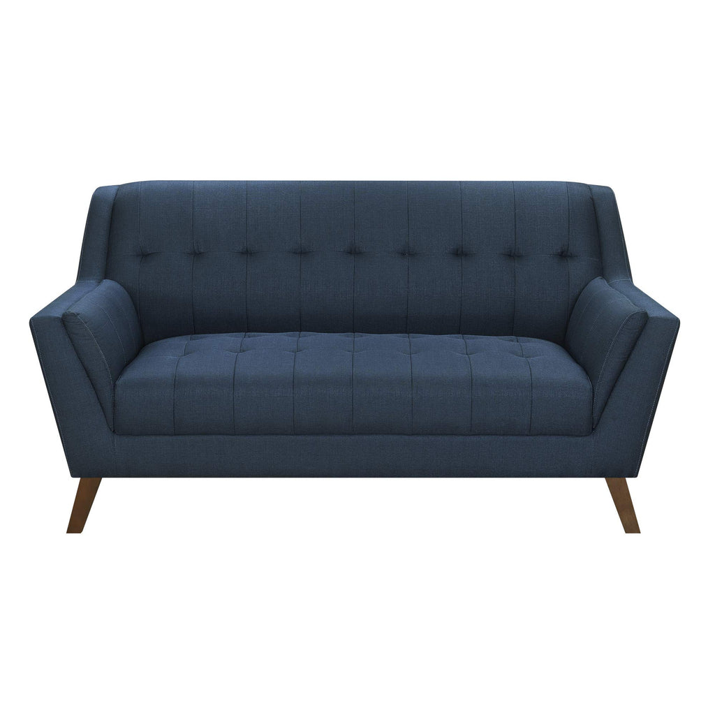 Wallace & Bay Browning Blue Loveseat with Deep Tufting and Stitching Details