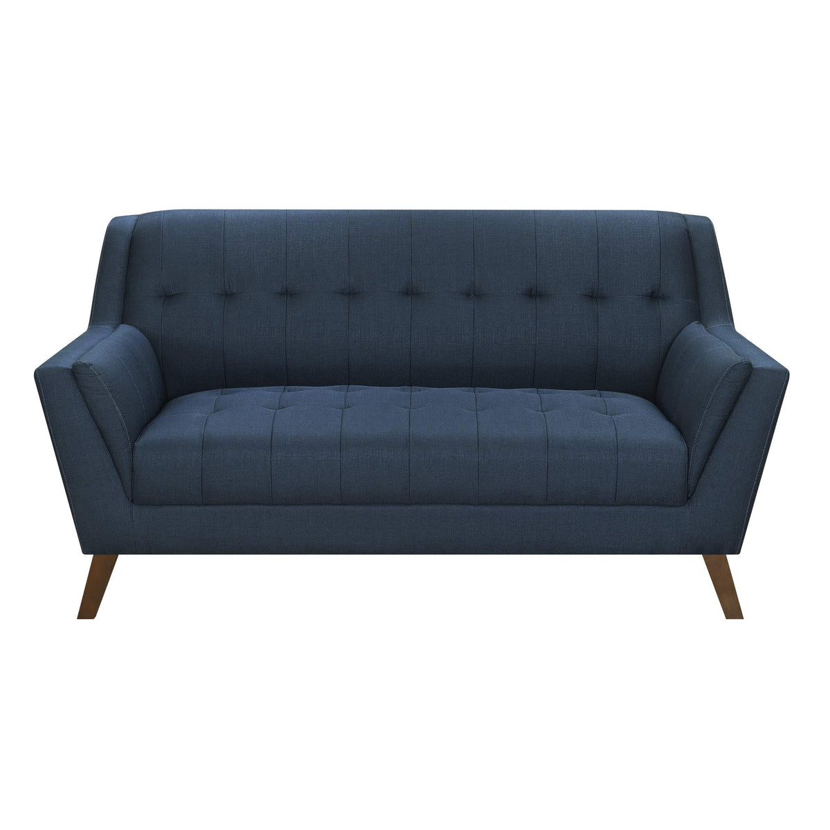 Wallace & Bay Browning Blue Loveseat with Deep Tufting and Stitching Details
