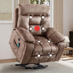 EBELLO 2 Piece Reclining Living Room Set, Soft Fabric Recliner Sofa Furniture Set, Included Power Lift Recliner Chair with Massage and Heat and 3 Seat Sofa, Dark Greenish-Grey