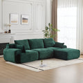 Tidyard Foam Sectional Sofa, Pet-Friendly Corduroy Fabric, No Assembly Required, Extra Deep Loveseat for Living Room, Green