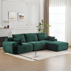 Tidyard Foam Sectional Sofa, Pet-Friendly Corduroy Fabric, No Assembly Required, Extra Deep Loveseat for Living Room, Green