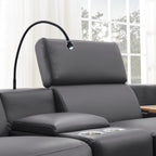 WinJoy 130" Power Reclining Sofa, 5-Seat Air Leather Lift Sectional,Grey