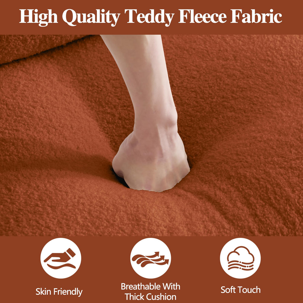 129.1" Modular Sectional Couch, Teddy Fleece Fabric, Orange