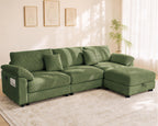 116" Oversized Modular Sectional Sofa with Gas-lift Storage Ottoman L-shape